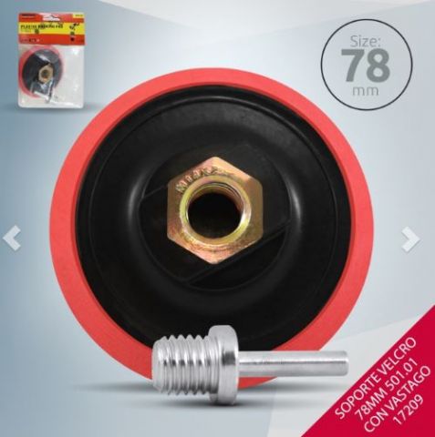 PLATO PARA PULIDORA VELCRO 78 MM CON VASTAGO